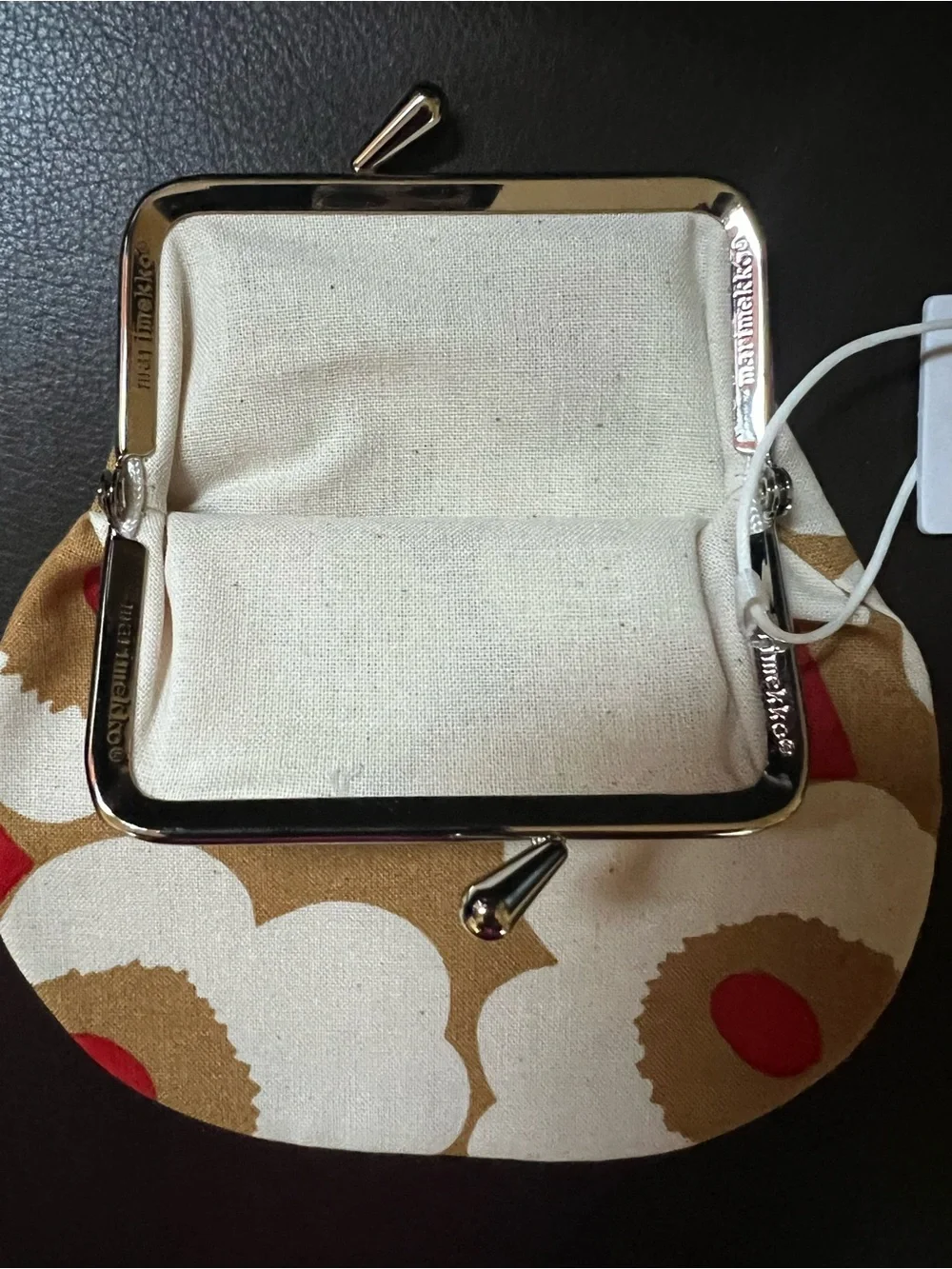 Marimekko Wallet Unikko Tan and Red Small Coin Purse - Picture 4 of 11